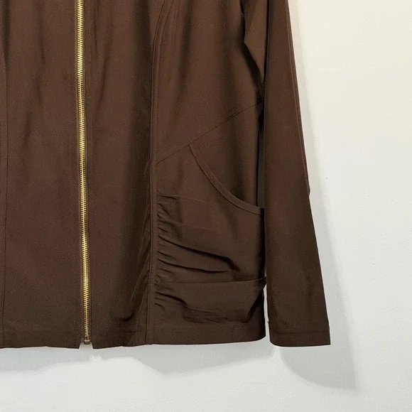Chicos Zenergy Neema Jacket‎ 1 Size 8/10 Zip Front Brown Pockets Stretch Active - Picture 2 of 7